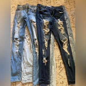 Selling lot of 4 distressed skinny high waisted jeans size 25
